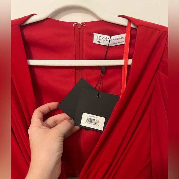 NWT MAC DUGGAL Red Jersey Puff Sleeve Cut Out Column Gown (26727) - Size 0 - Picture 8 of 10